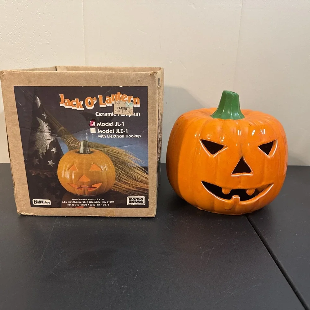Vintage Ceramic Jack O Lantern With Original Box